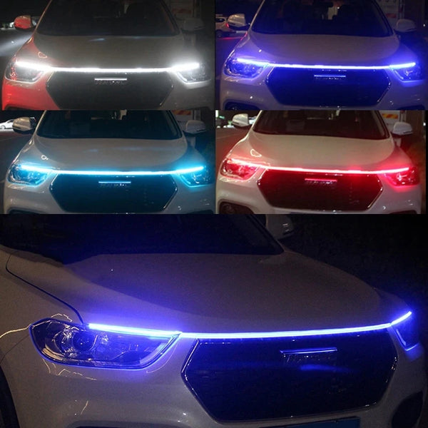 150cm LED DRL scanning car hood light strip 12V waterproof ambient engine hood lamp