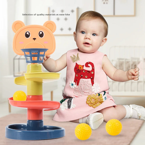 2 to 7 layer colorful rolling ball tower toy for babies and toddlers – Montessori-style educational stacking gift