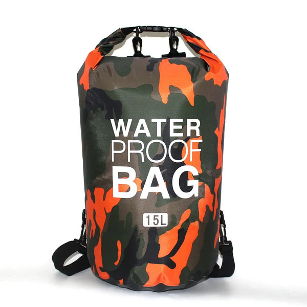 30L camouflage waterproof dry bag for rafting, trekking, and outdoor adventures – PVC coated