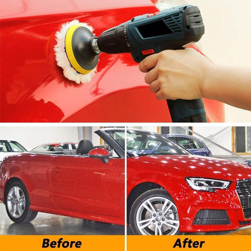 Universal 3/4" Wool Car Polishing Pad – M10/M14 Compatible Buffing Disc for Waxing & Detailing