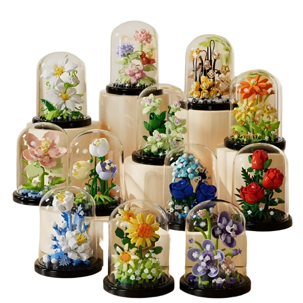 Flower bouquet bonsai building blocks set – DIY artificial plastic plant toy for home decor and kids birthday gift