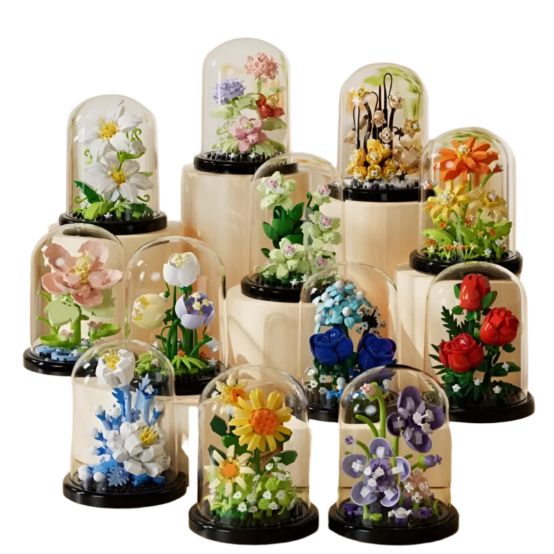 Flower bouquet bonsai building blocks set – DIY artificial plastic plant toy for home decor and kids birthday gift