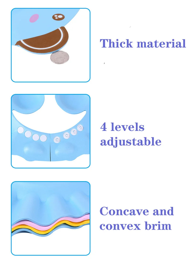 Adjustable Baby Shower Cap 👶 – Tear-Free Kids Shampoo Hat with Ear & Eye Protection for Bath Time