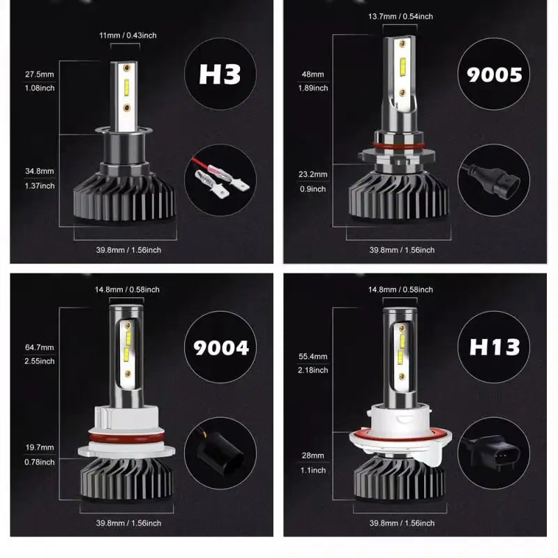 Heyword 160W 26000LM CSP LED Headlights – H4 H7 H11 9005 Bulbs | 3000K-8000K Super Bright Car Lights