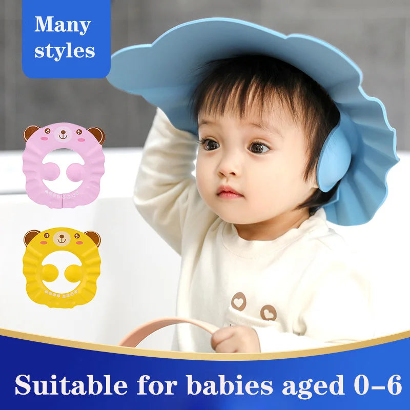 Adjustable Baby Shower Cap 👶 – Tear-Free Kids Shampoo Hat with Ear & Eye Protection for Bath Time