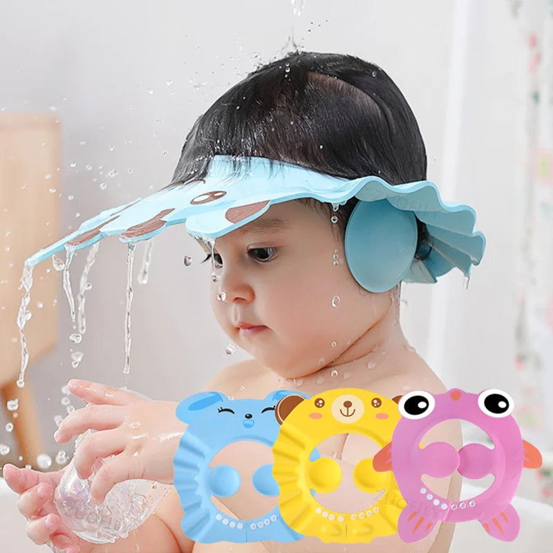 Adjustable Baby Shower Cap 👶 – Tear-Free Kids Shampoo Hat with Ear & Eye Protection for Bath Time