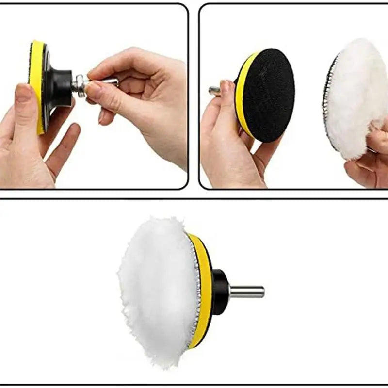 Universal 3/4" Wool Car Polishing Pad – M10/M14 Compatible Buffing Disc for Waxing & Detailing