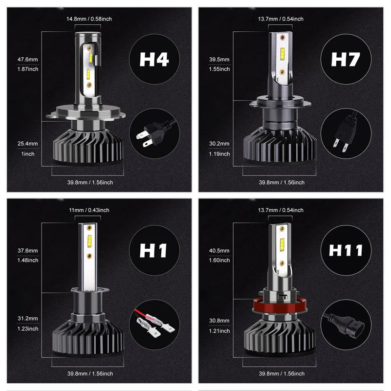 Heyword 160W 26000LM CSP LED Headlights – H4 H7 H11 9005 Bulbs | 3000K-8000K Super Bright Car Lights