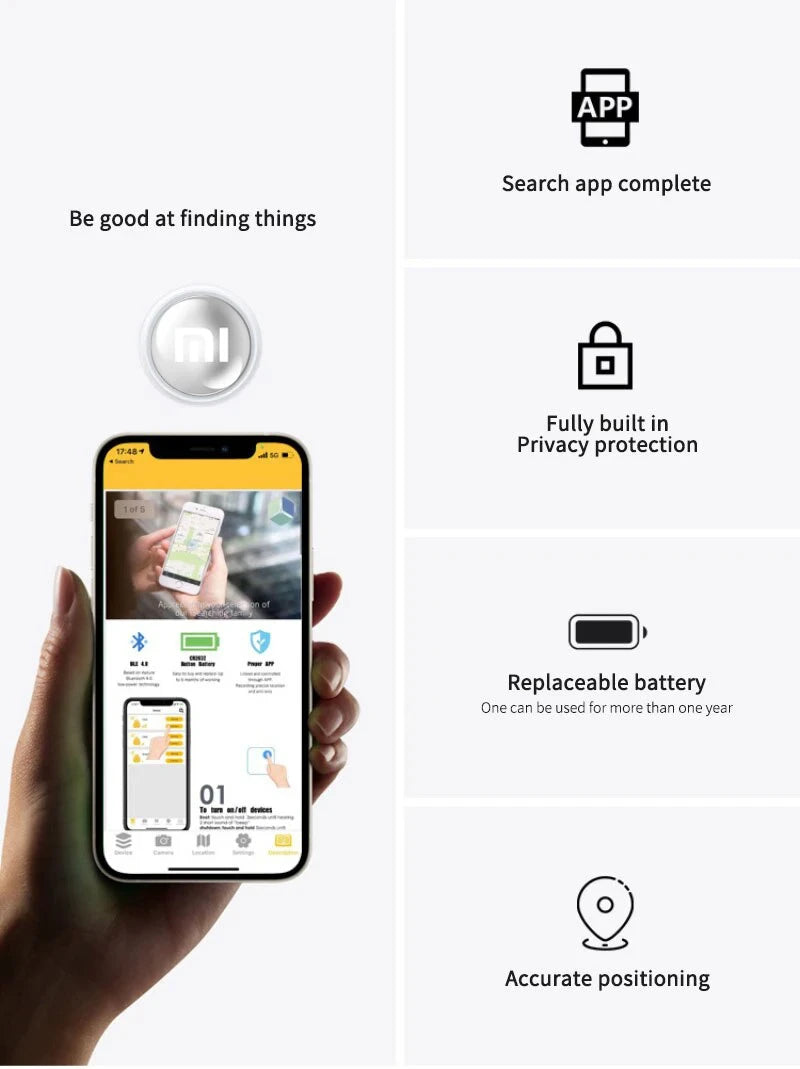 Xiaomi Smart Finder 🔍 Mini Bluetooth 5.0 GPS Tracker – Anti-Lost Device for Kids, Pets, Wallet & Keys
