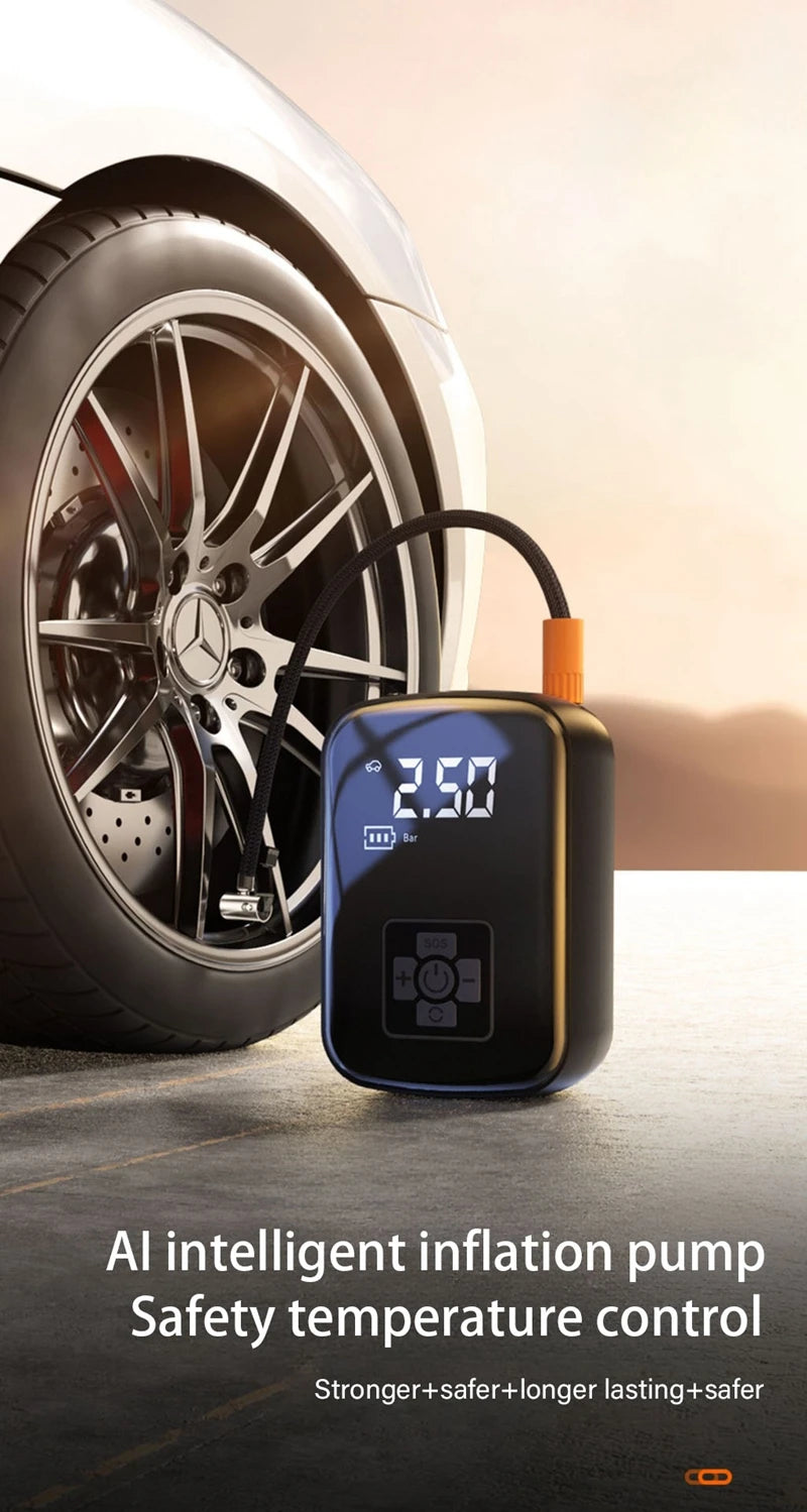 Wireless Car Air Compressor Tire Inflator Pump for Car, Motorcycle, Bicycle & Boat 🚗🏍️🚴‍♂️