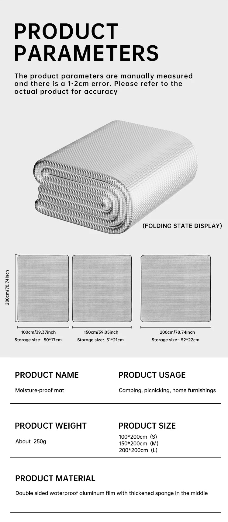 Waterproof Outdoor Picnic Mat 🏕️ | Double-Sided Aluminum Camping & Beach Blanket