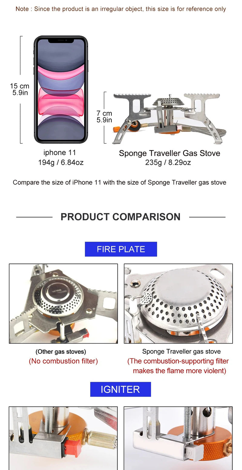 🔥 Portable Folding Camping Gas Stove – 3500W Outdoor Cooking Burner for Hiking, Backpacking & Picnic