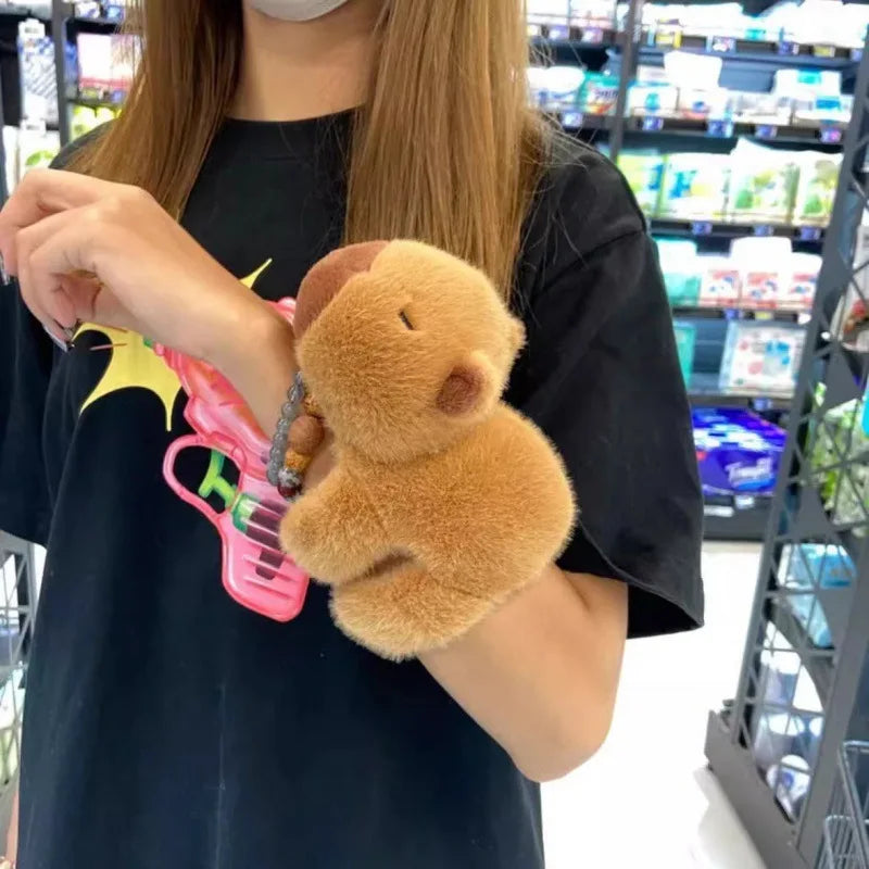 Capybara Slap Bracelet Plush Toy 🦦 – Soft Stuffed Animal Hugger & Interactive Wristband for Kids