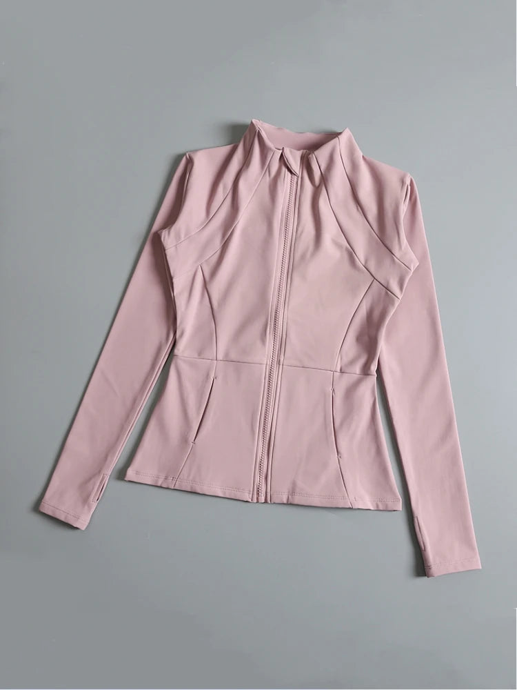Women's Yoga Jacket – Stand Collar, Long Sleeve, High Stretch Workout Top 🧘‍♀️💪