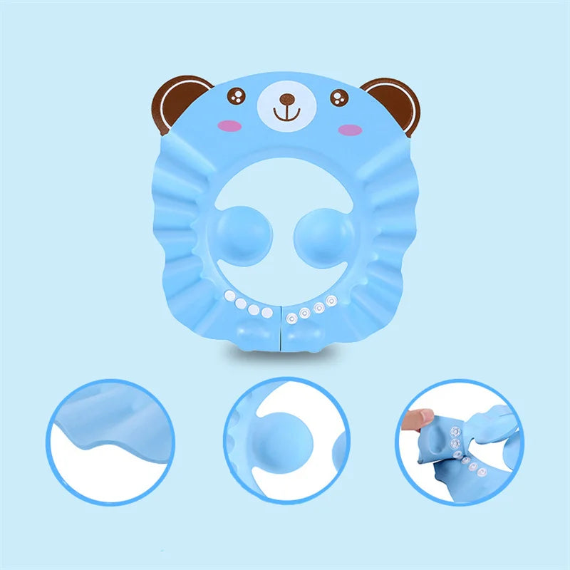 Adjustable Baby Shower Cap 👶 – Tear-Free Kids Shampoo Hat with Ear & Eye Protection for Bath Time