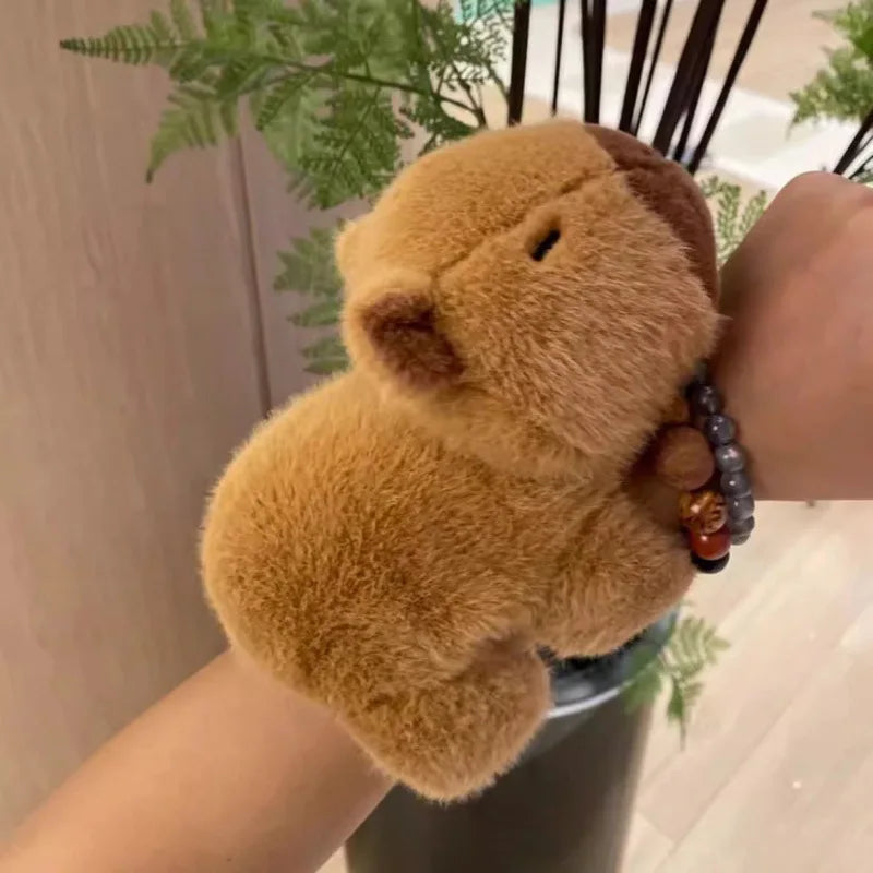 Capybara Slap Bracelet Plush Toy 🦦 – Soft Stuffed Animal Hugger & Interactive Wristband for Kids