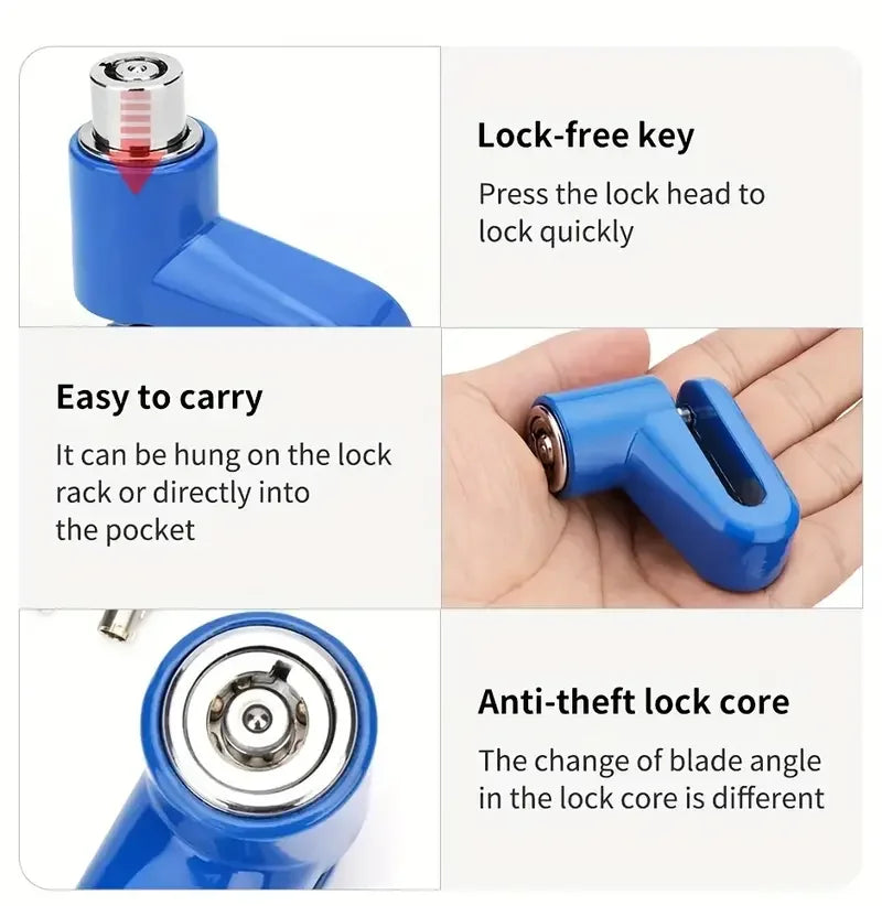 🔒 Motorcycle Disc Brake Lock – Heavy-Duty Anti-Theft Security for Bikes & Motorcycles | No Battery Needed | 2 Keys Included