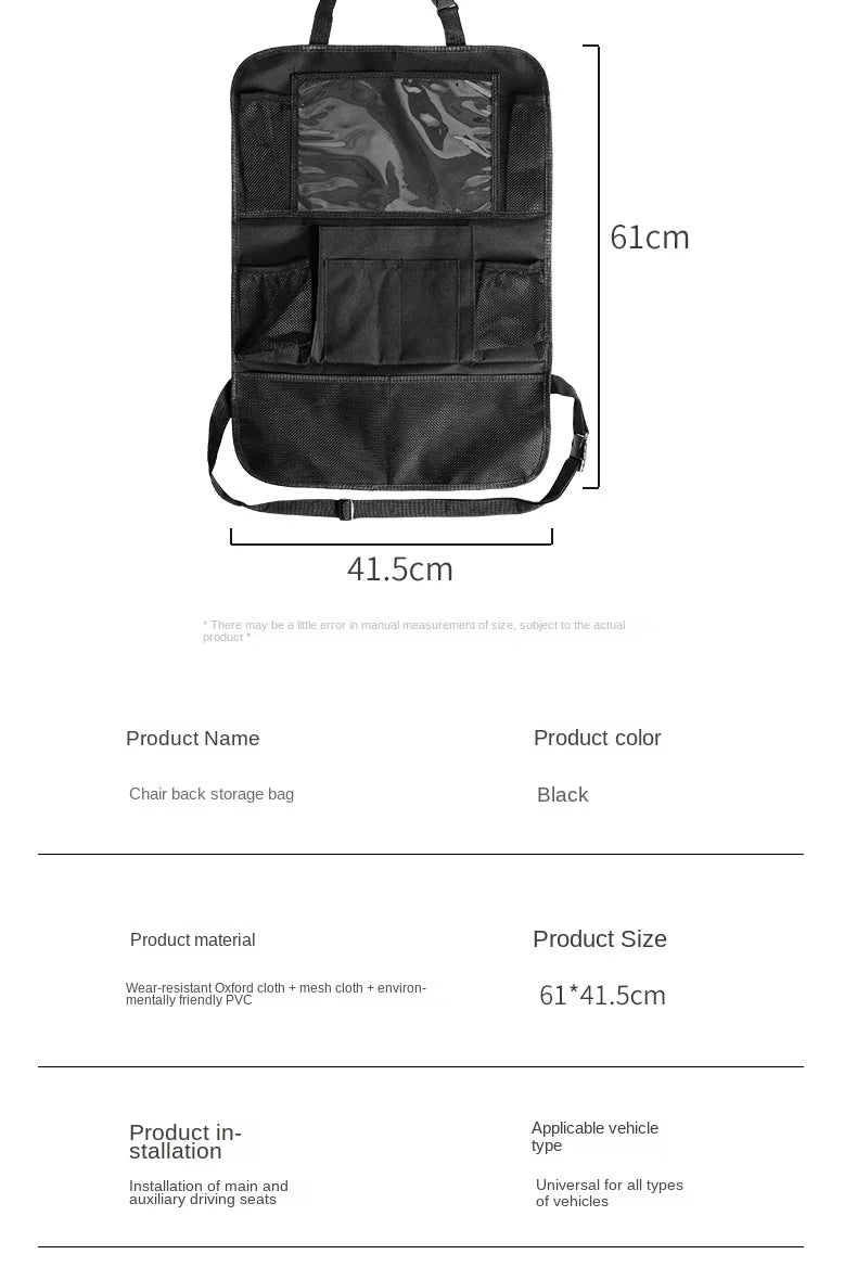 🚗 Car Backseat Organizer with Touchscreen Tablet Holder – Multi-Pocket Storage & Seat Protector