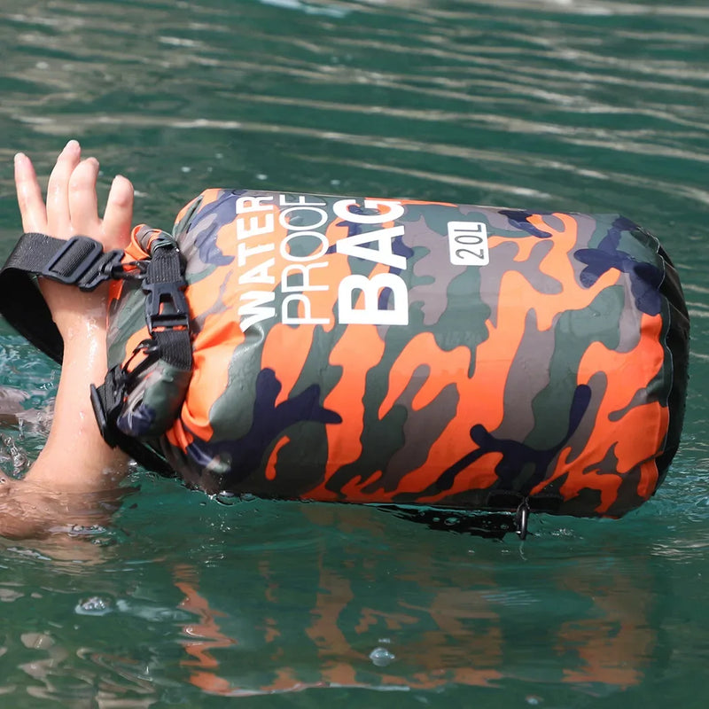 30L Camouflage Waterproof Dry Bag 🌊 | PVC-Coated Sack for Rafting, Trekking & Diving Adventures