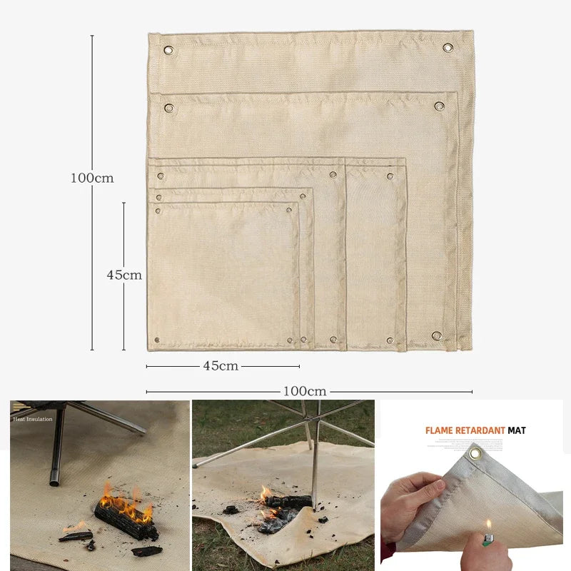 🔥 Fireproof Camping Mat – Flame Retardant BBQ & Picnic Blanket | Heat Resistant Fiberglass Cloth
