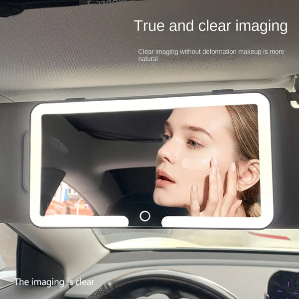 HD LED Car Vanity Mirror – Dimmable Touchscreen Sun Visor Makeup Mirror