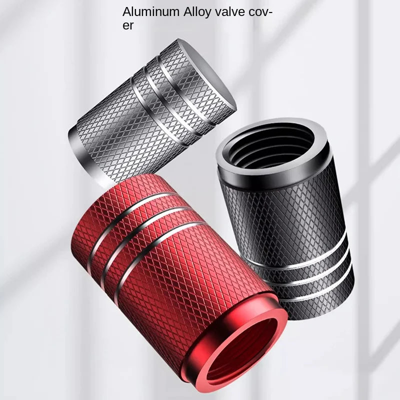 4Pcs Aluminum Tire Valve Stem Caps – Universal Knurled Design for Car & Motorcycle Wheels, Dustproof & Leakproof
