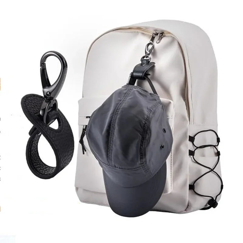 Travel Leather Hat Clip - Golf & Baseball Cap Strap, Hands-Free Glove & Towel Storage Clip