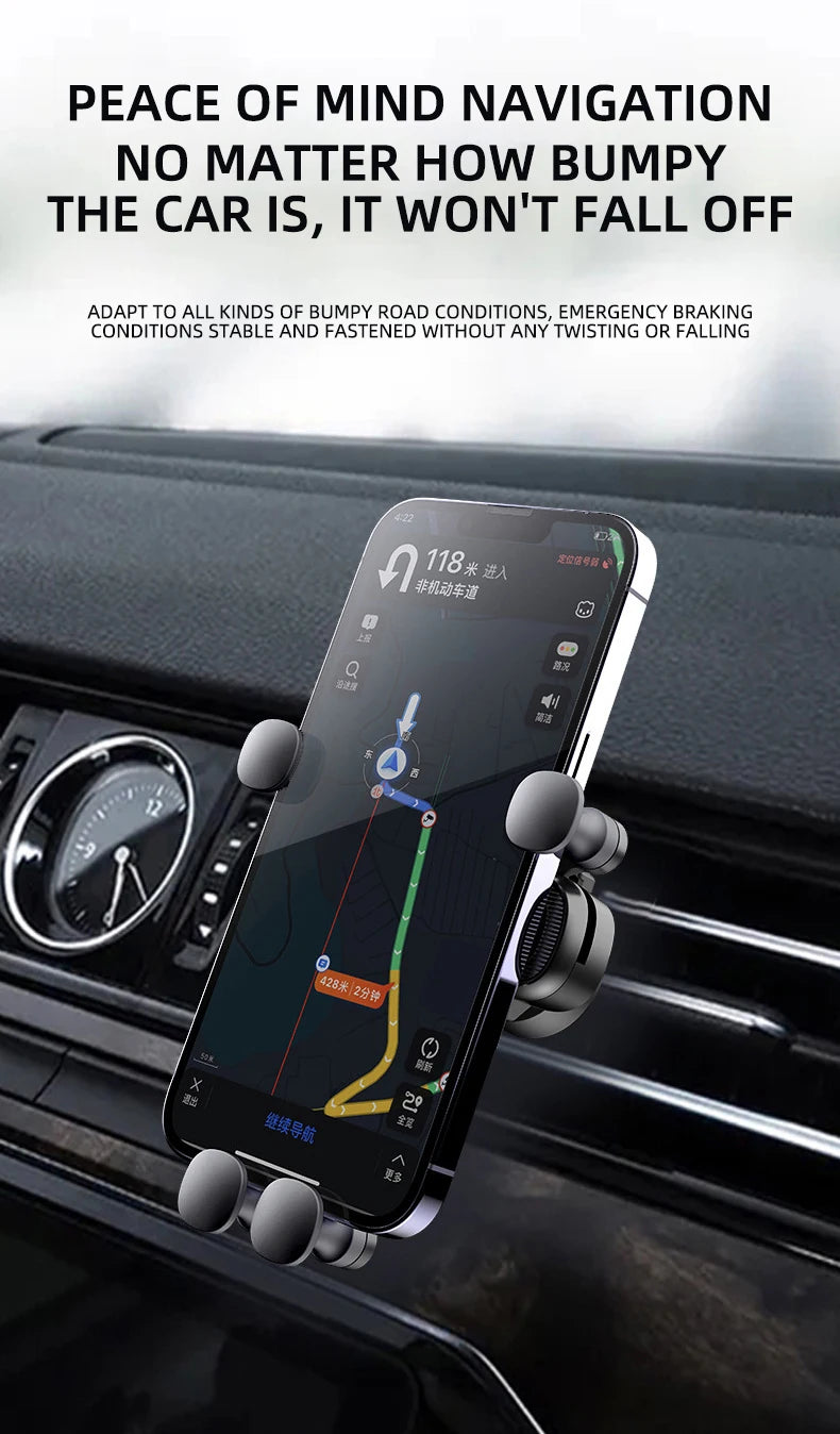 Universal Gravity Car Phone Holder for 4.7-7 Inch Phones 🚗📱 - Shockproof Air Vent Mount