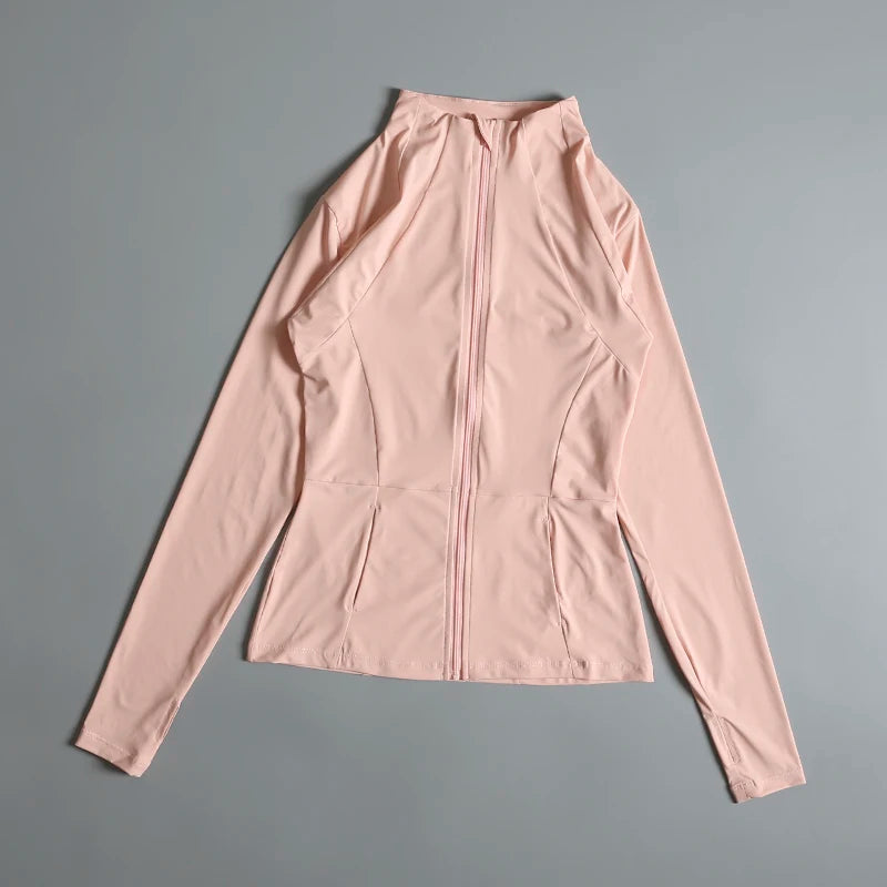 Women's Yoga Jacket – Stand Collar, Long Sleeve, High Stretch Workout Top 🧘‍♀️💪