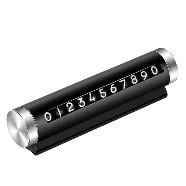 Universal Rotating Temporary Parking Card – Metal Phone Number Plate for Cars
