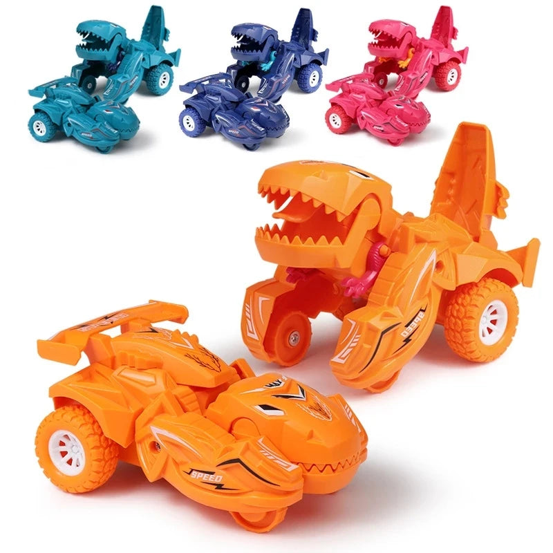 2 IN 1 Dinosaur Deformation Car Model Toy 🚗🦖 - One Step Action Collision Transformation Mini Vehicle for Boys | Kids Gift 🎁