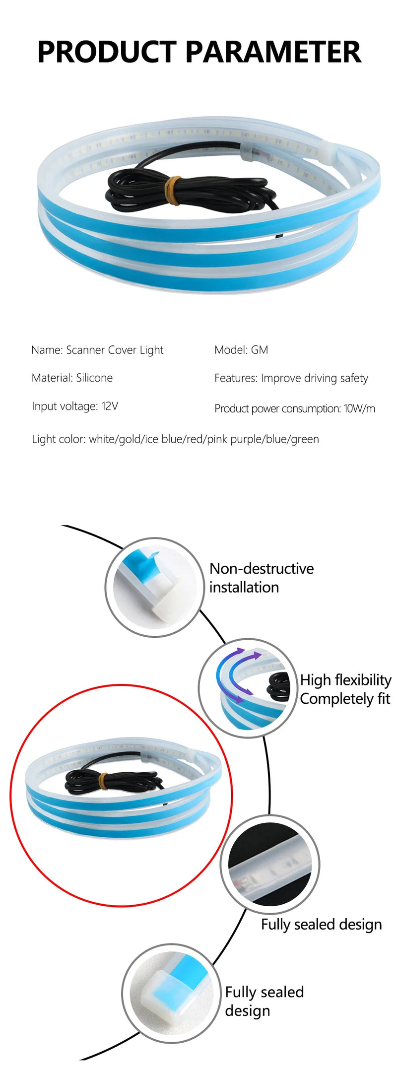 150cm LED DRL Scanning Car Hood Light Strip – 12V Decorative Ambient Engine Hood Lamp 🚗✨