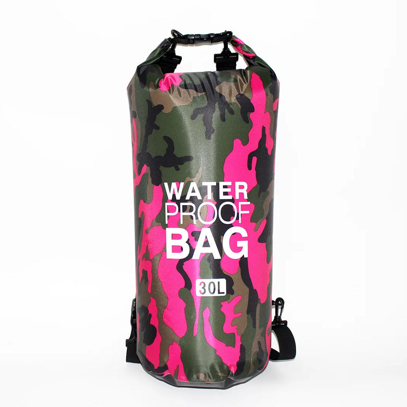 30L Camouflage Waterproof Dry Bag 🌊 | PVC-Coated Sack for Rafting, Trekking & Diving Adventures