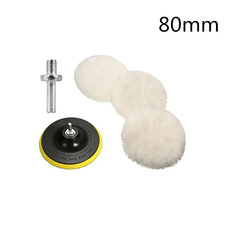 Universal 3/4" Wool Car Polishing Pad – M10/M14 Compatible Buffing Disc for Waxing & Detailing