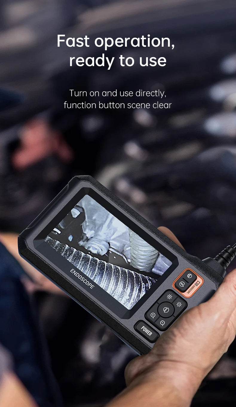Industrial Endoscope Camera 8mm 1080P HD with 4.3" IPS Screen & 8 LED Lights – Waterproof Pipe Inspection Camera for Car Repair, Plumbing, and Borescope