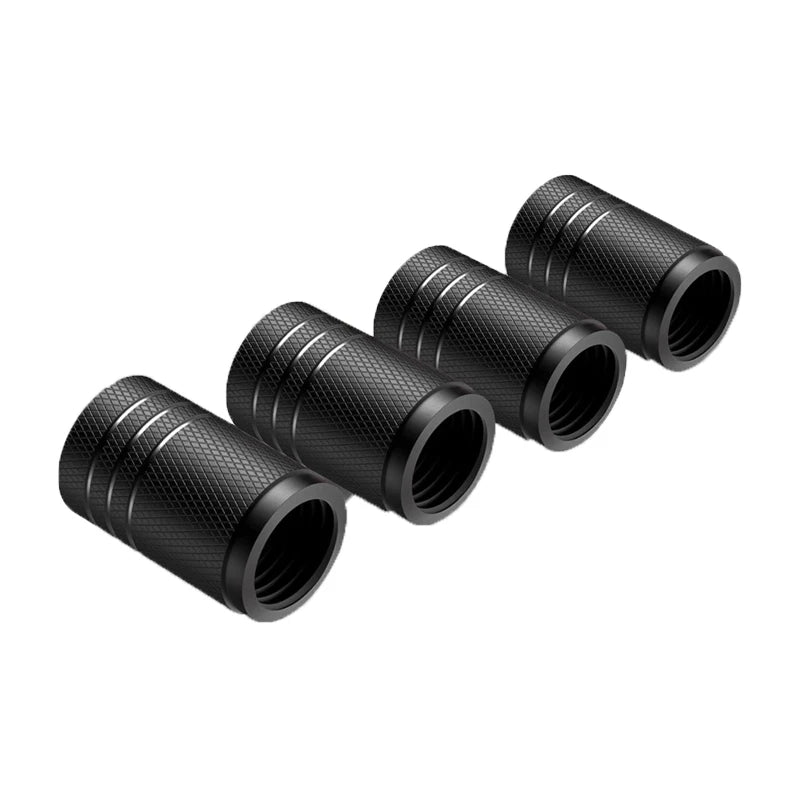 4Pcs Aluminum Tire Valve Stem Caps – Universal Knurled Design for Car & Motorcycle Wheels, Dustproof & Leakproof