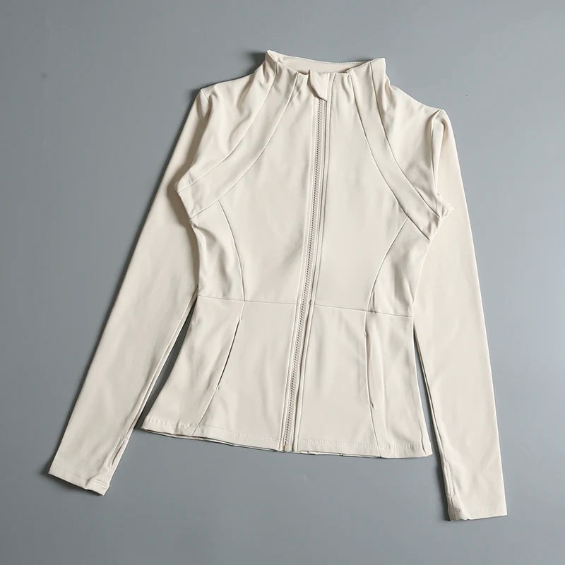 Women's Yoga Jacket – Stand Collar, Long Sleeve, High Stretch Workout Top 🧘‍♀️💪