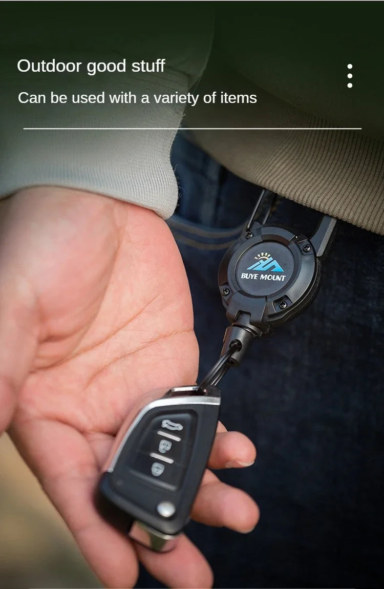🔒 Heavy Duty Retractable Badge Reel with Carabiner – Steel Wire Keychain Holder for ID & Tools