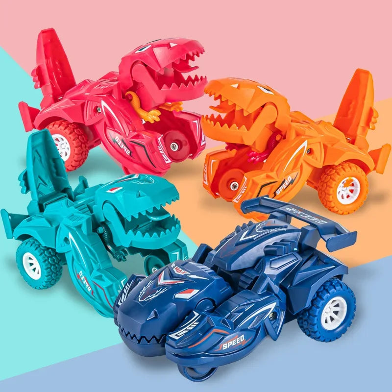 2 IN 1 Dinosaur Deformation Car Model Toy 🚗🦖 - One Step Action Collision Transformation Mini Vehicle for Boys | Kids Gift 🎁
