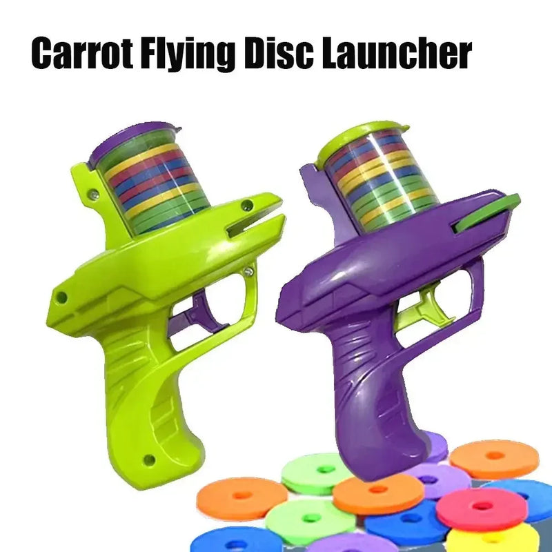 Mini Carrot Flying Disc Launcher Gun – Safe EVA Saucer Toy for Kids Outdoor Fun