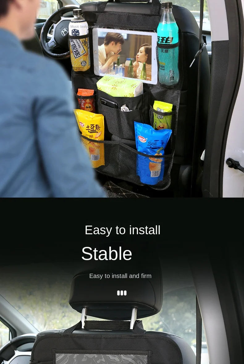 🚗 Car Backseat Organizer with Touchscreen Tablet Holder – Multi-Pocket Storage & Seat Protector
