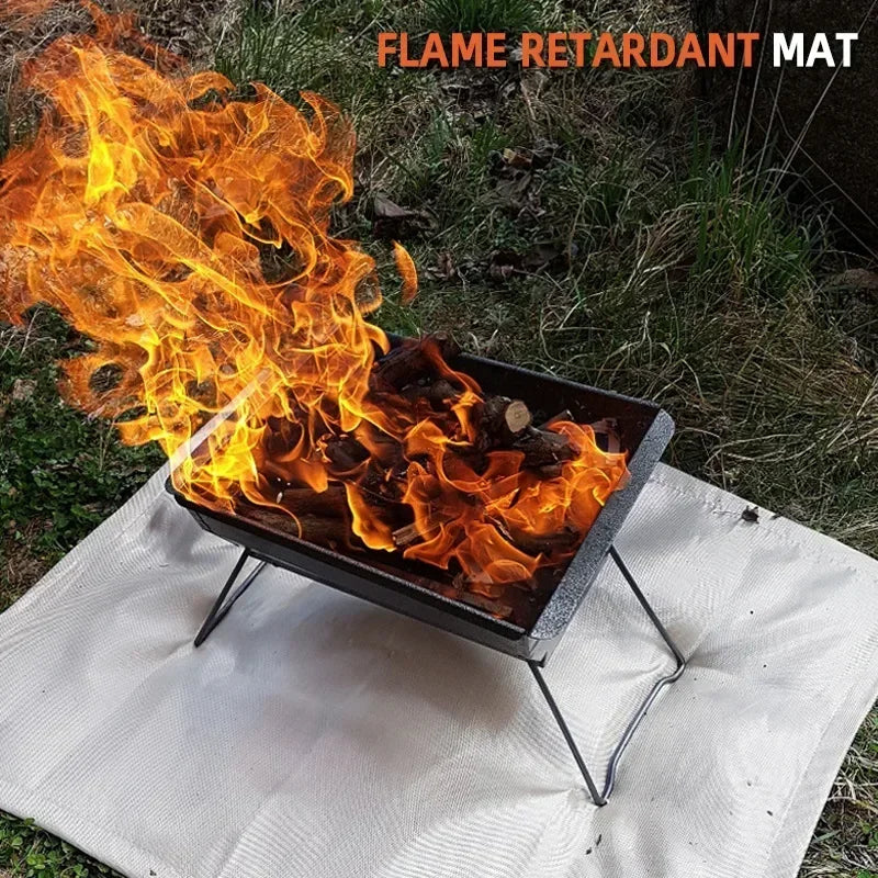🔥 Fireproof Camping Mat – Flame Retardant BBQ & Picnic Blanket | Heat Resistant Fiberglass Cloth