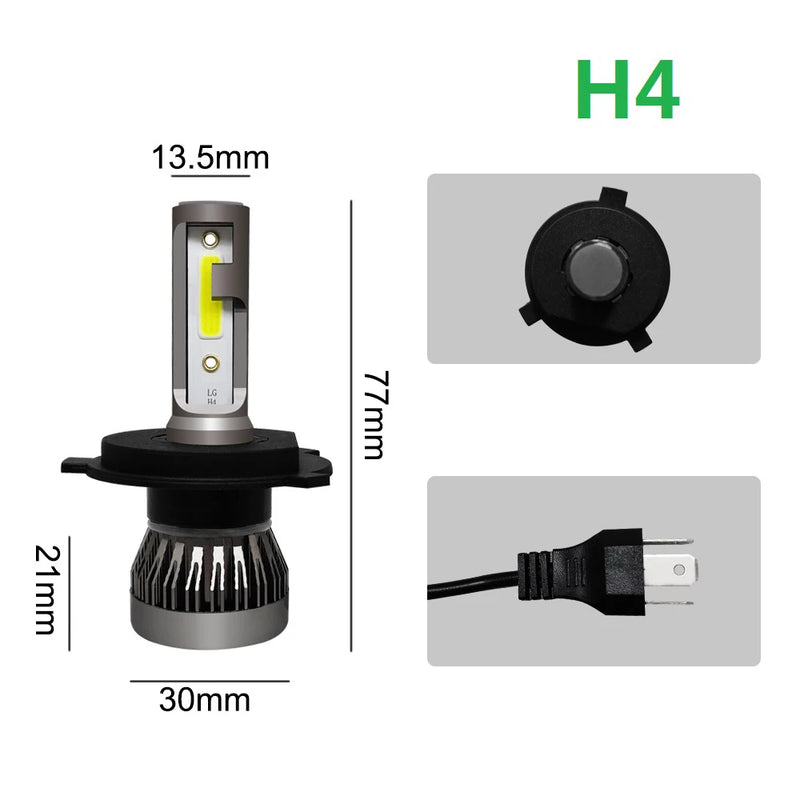 2PCS 20000LM LED Car Headlight Bulbs – H4 H7 H1 H8 H11 9005 9006 9004 H3 H13 – 12V Super Bright Turbo LED Lights