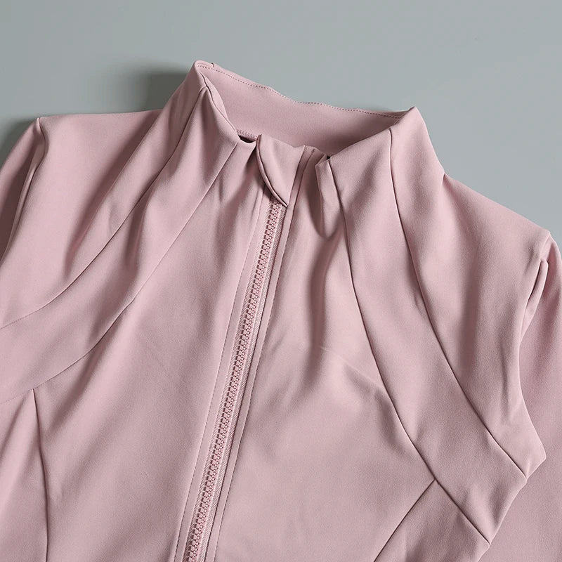Women's Yoga Jacket – Stand Collar, Long Sleeve, High Stretch Workout Top 🧘‍♀️💪