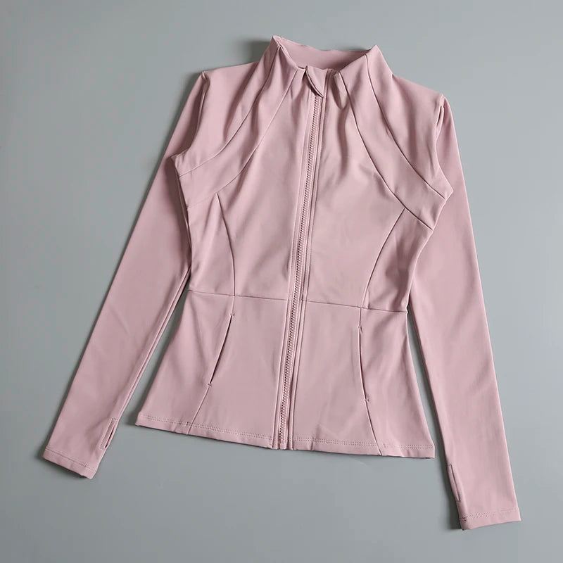 Women's Yoga Jacket – Stand Collar, Long Sleeve, High Stretch Workout Top 🧘‍♀️💪