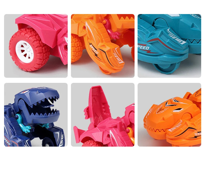 2 IN 1 Dinosaur Deformation Car Model Toy 🚗🦖 - One Step Action Collision Transformation Mini Vehicle for Boys | Kids Gift 🎁