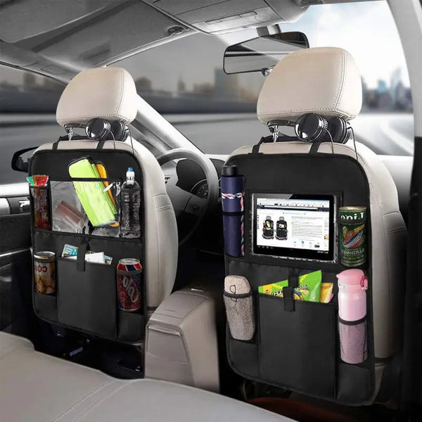 🚗 Car Backseat Organizer with Touchscreen Tablet Holder – Multi-Pocket Storage & Seat Protector