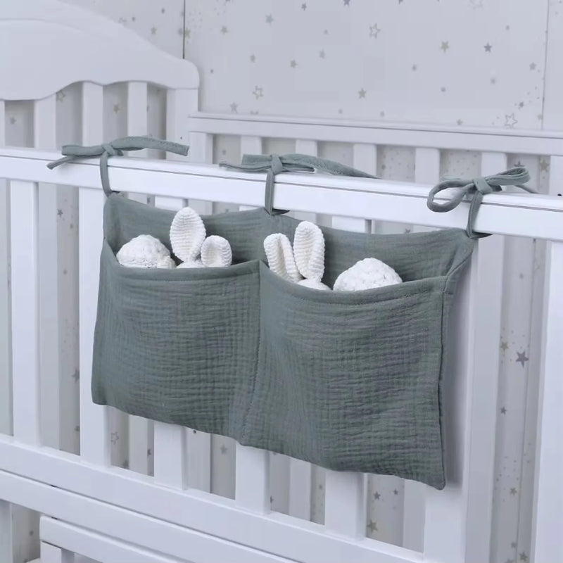 Baby Bedside Organizer 🍼 | Portable Diaper Caddy with Dual Pockets for Newborn Essentials