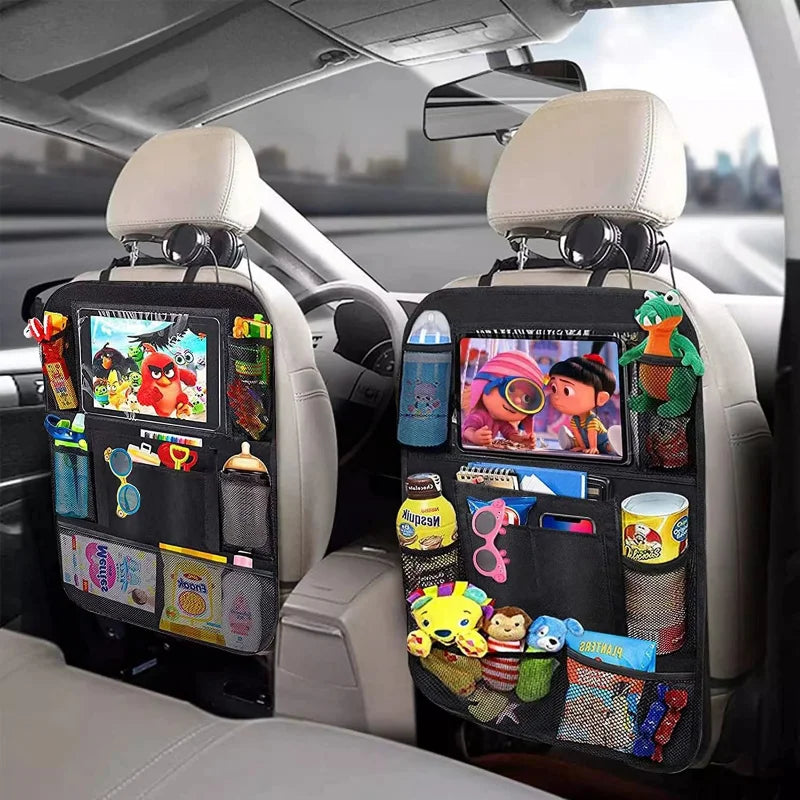 🚗 Car Backseat Organizer with Touchscreen Tablet Holder – Multi-Pocket Storage & Seat Protector