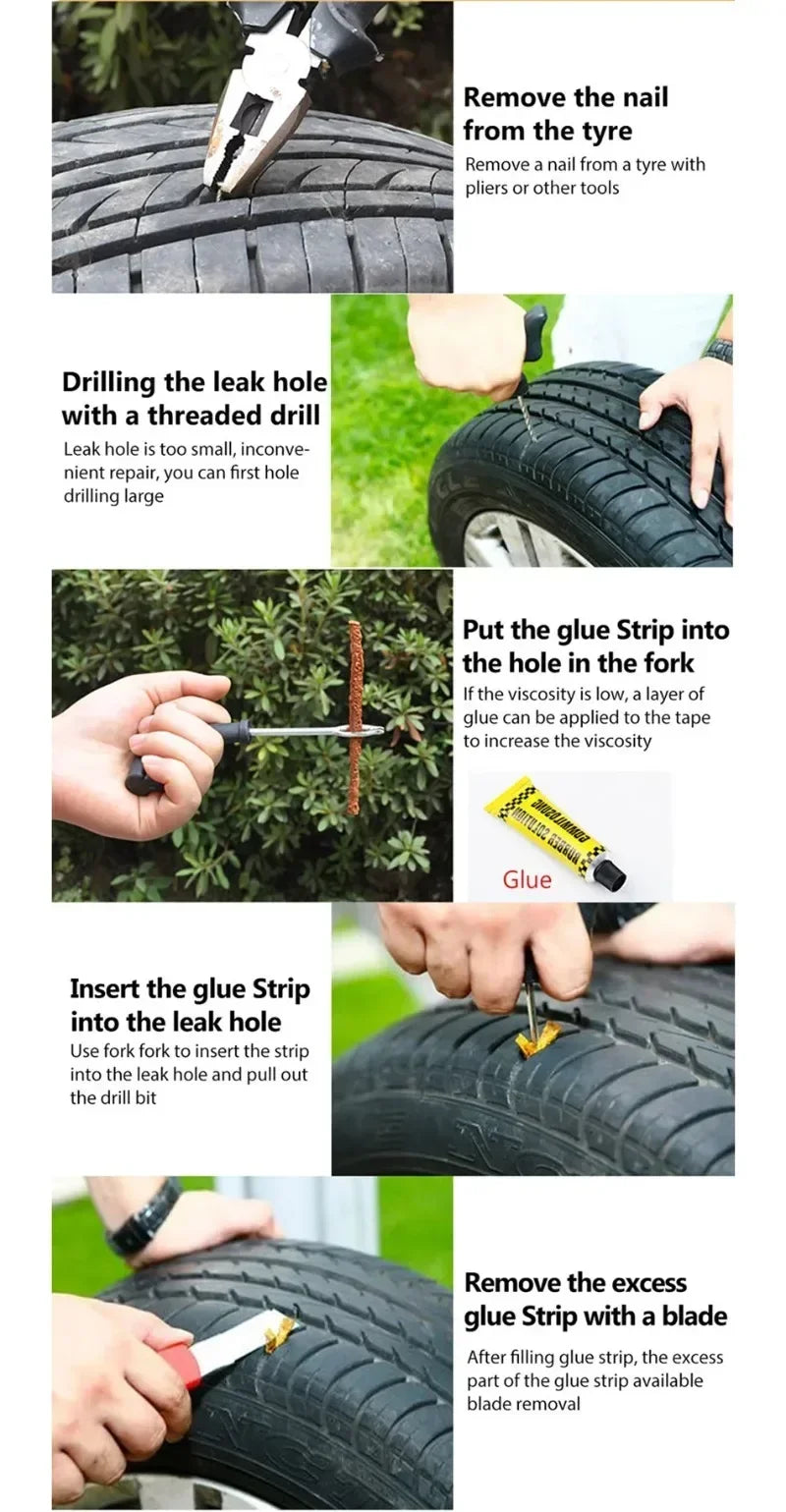 Universal 5-50Pc Tubeless Tire Repair Kit – Heavy Duty Puncture Plug Set for Car, Motorcycle, Truck, SUV & Off-Road Vehicles
